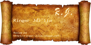 Ringer Júlia névjegykártya