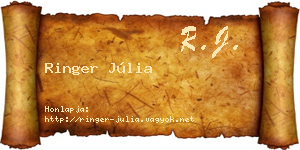 Ringer Júlia névjegykártya